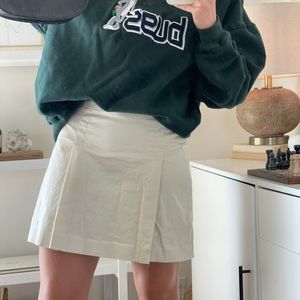 Pleat front kaki skirt